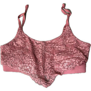 Fabletics soft rose pink color lace overlay drape sports bra small